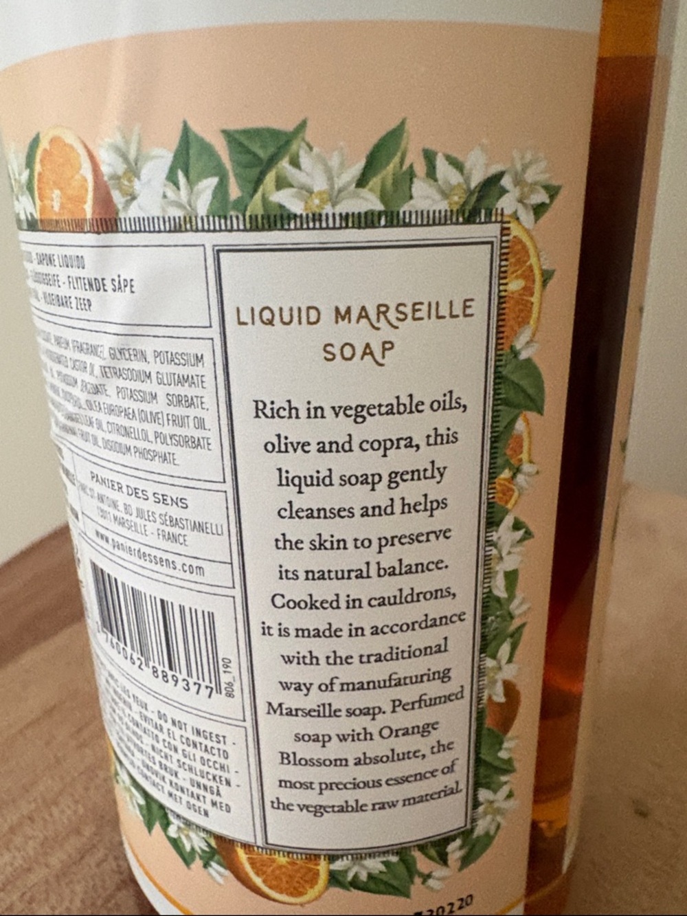 Orange Blossom Liquid Marseille Soap - Peach - Picture 2 of 3